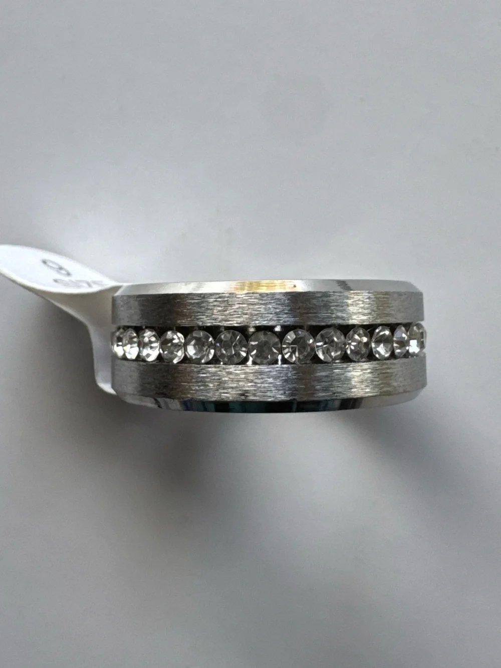 ❤️ Silver Crystal-Channel Band Ring Women Mens Jewelry Wedding Prom Size 9